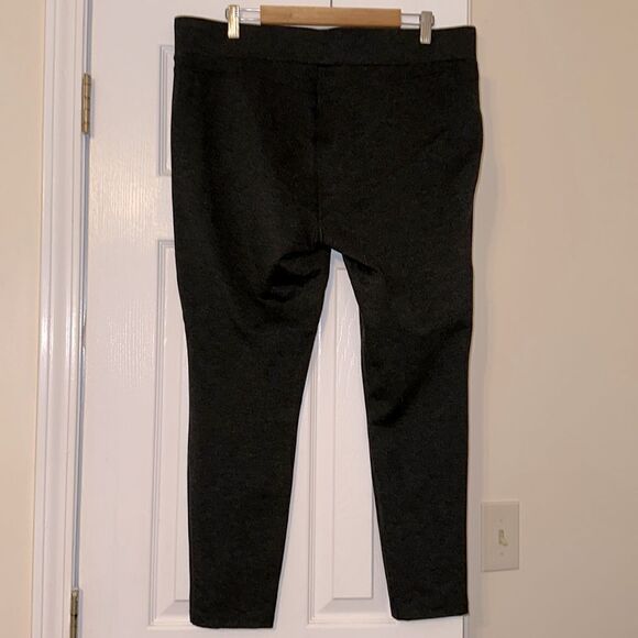 LOFT XL Charcoal Gray Ponte Knit Tuxedo Stripe Pull-On High Waist Pants - Picture 4 of 13
